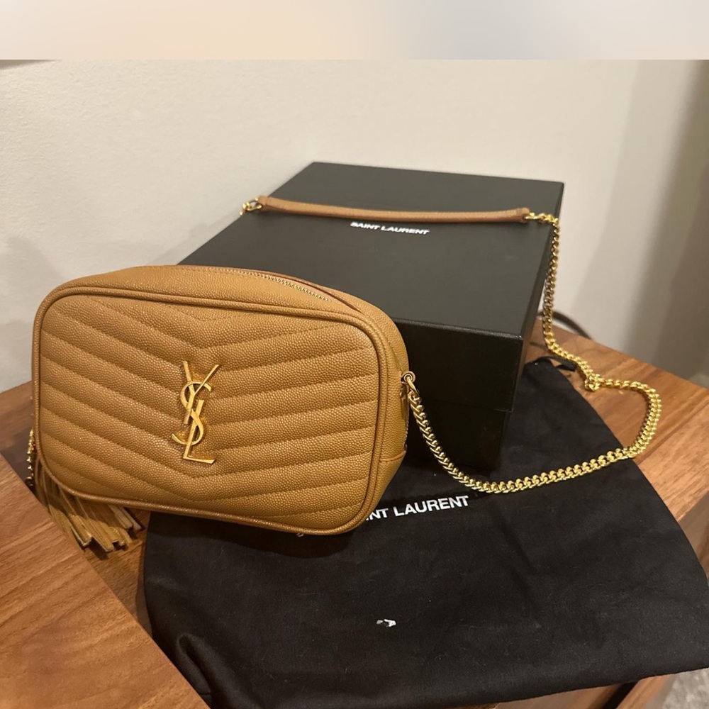 Saint Laurent Camel Quilted Camera Bag